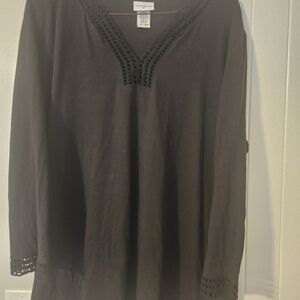 Black Women Top with Crochet Details Jaclyn Smith Size 2x